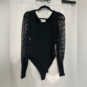 Black Bodysuit with sheer arm detail